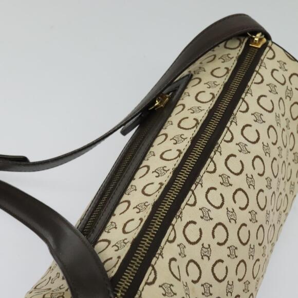 CELINE C Macadam Canvas Shoulder Bag Beige Gold - Picture 6 of 12